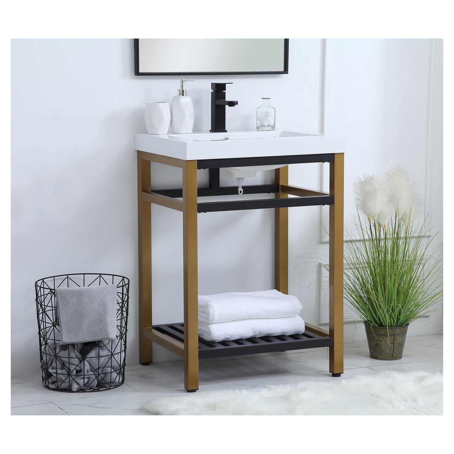 VF14024GB 24" Single Bathroom Metal Vanity in Golden Black