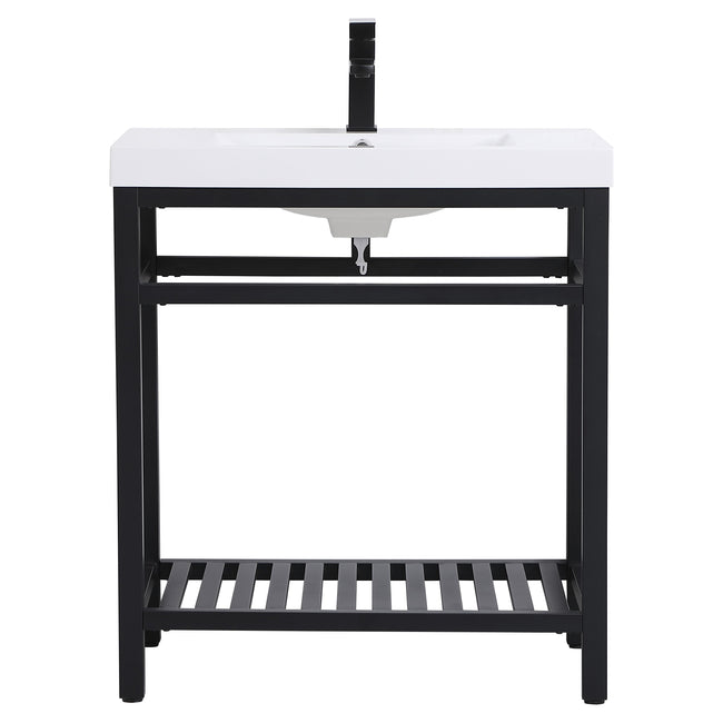 VF14030BK 30" Single Bathroom Metal Vanity in Black