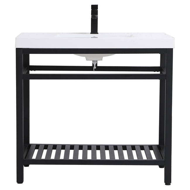 VF14036BK 36" Single Bathroom Metal Vanity in Black