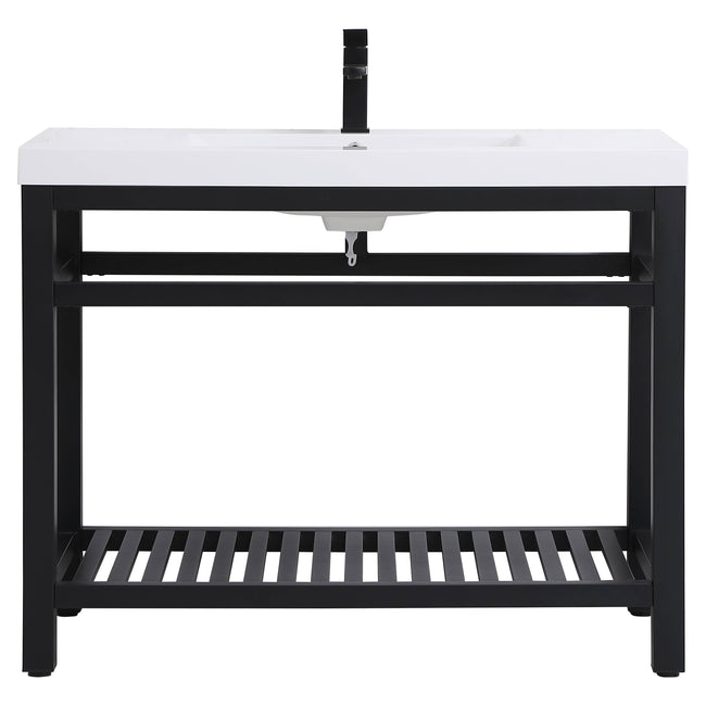 VF14042BK 42" Single Bathroom Metal Vanity in Black