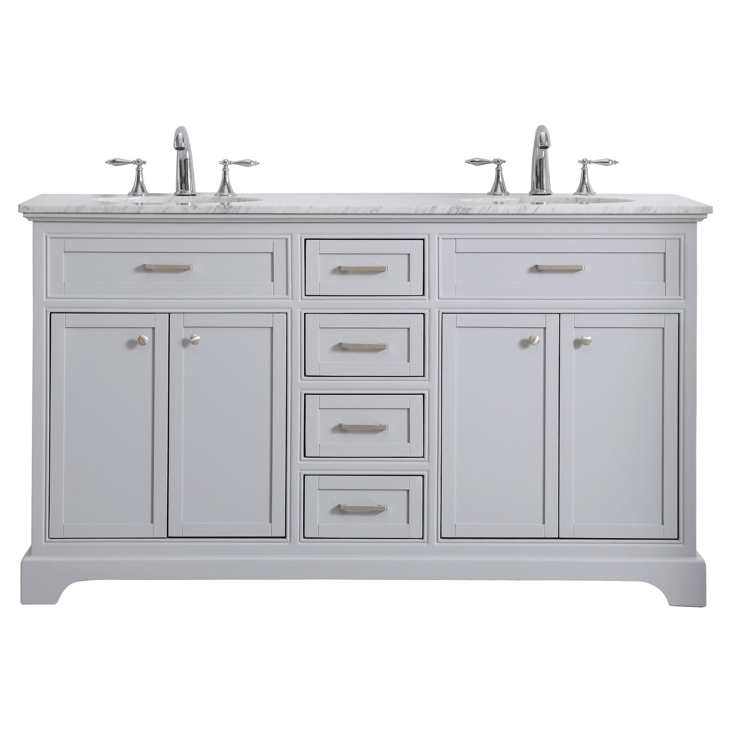 VF15060DGR 60" Double Bathroom Vanity Set in Light Grey