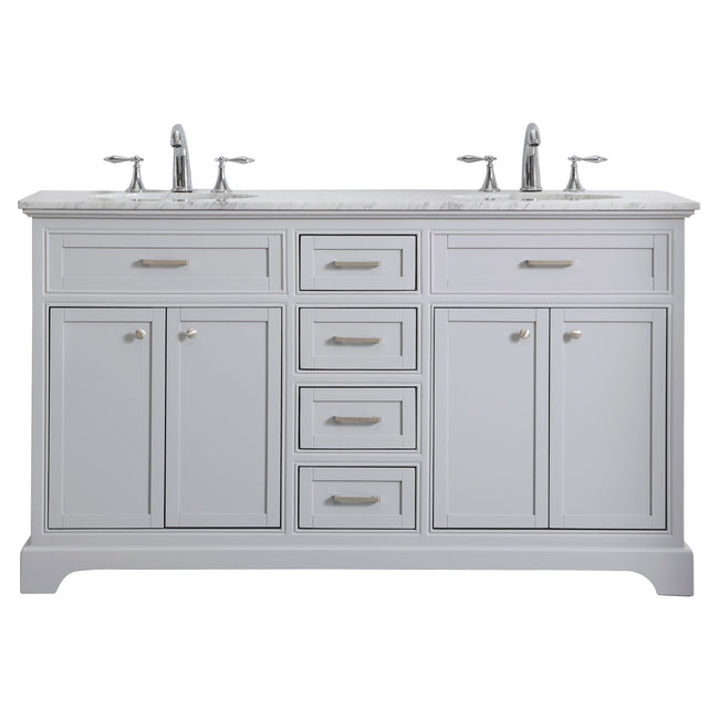 VF15060DGR 60" Double Bathroom Vanity Set in Light Grey