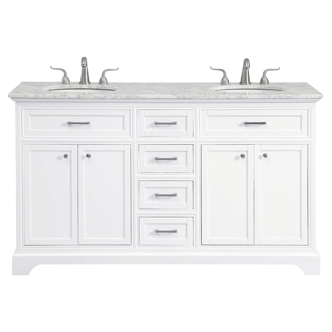 VF15060DWH 60" Double Bathroom Vanity Set in White