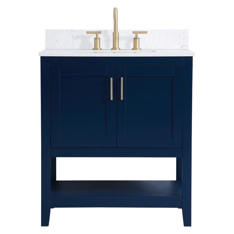 VF16030BL-BS 30" Single Bathroom Vanity in Blue With Backsplash