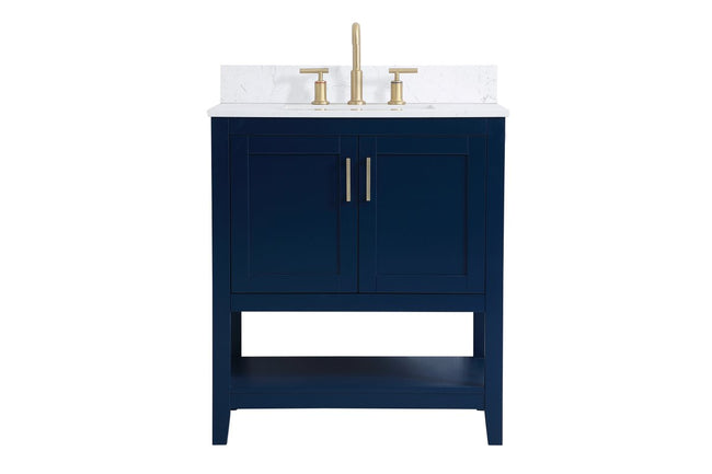 VF16030BL-BS 30" Single Bathroom Vanity in Blue With Backsplash