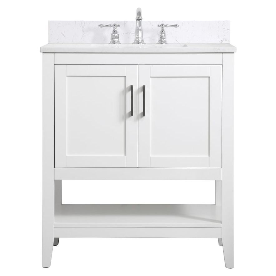 VF16030WH-BS 30" Single Bathroom Vanity in White With Backsplash