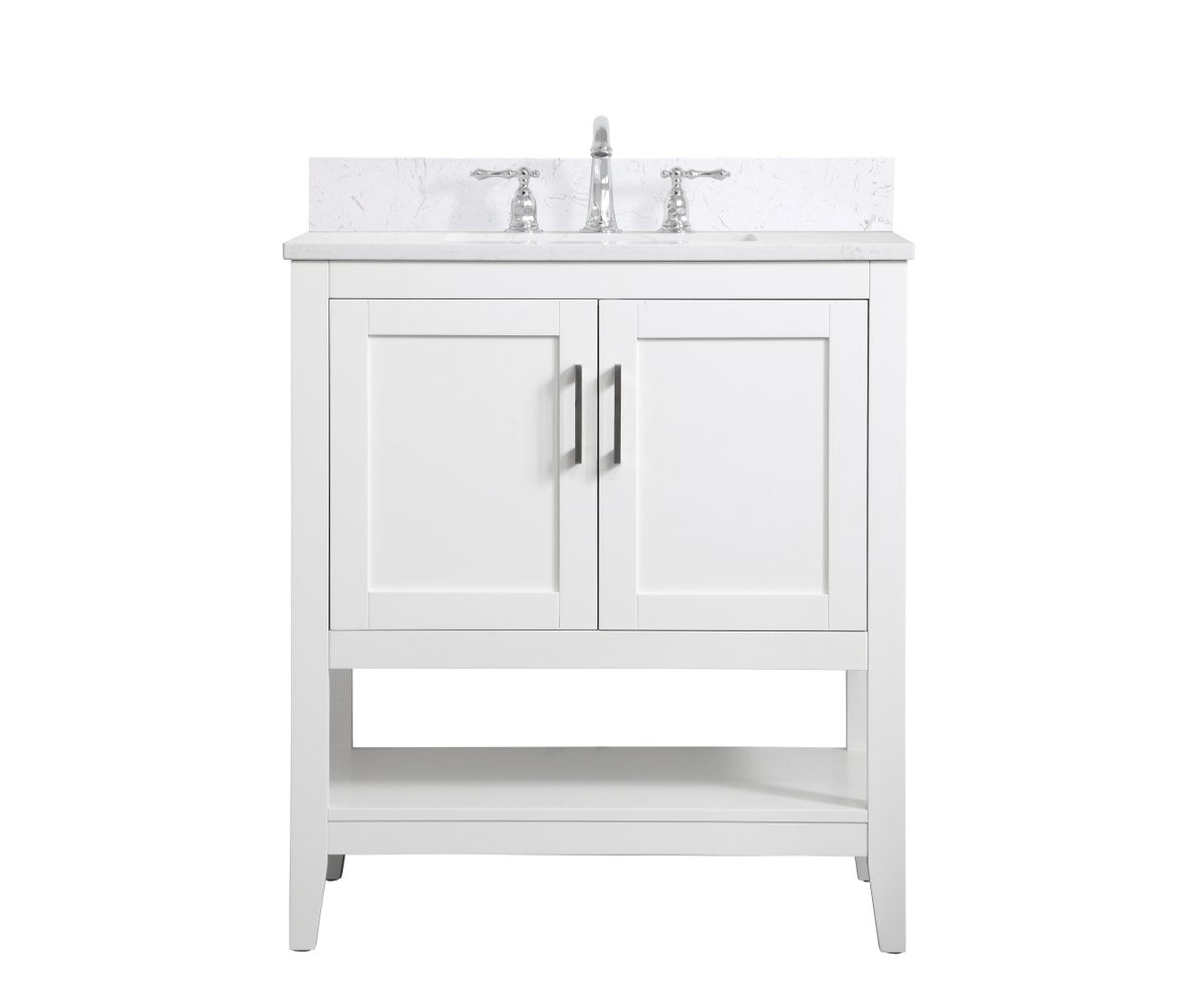 VF16030WH-BS 30" Single Bathroom Vanity in White With Backsplash