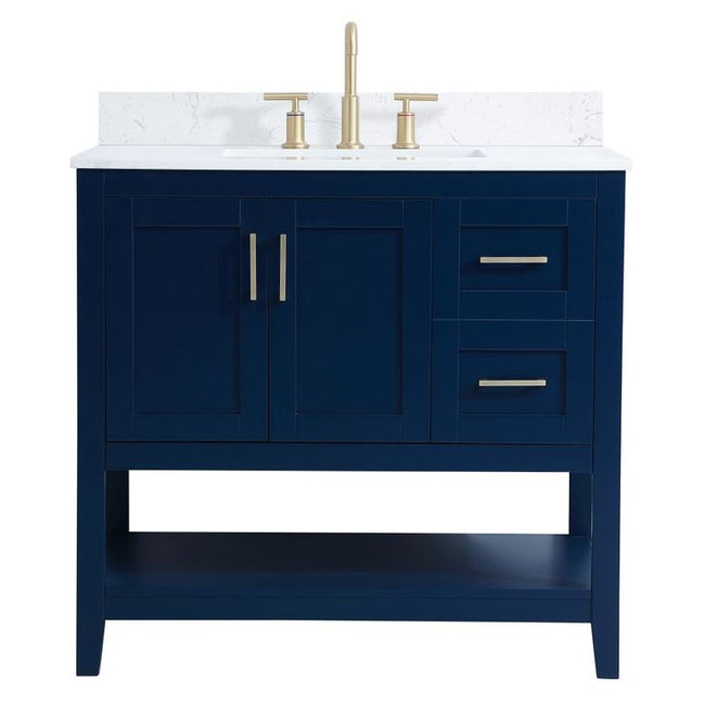VF16036BL-BS 36" Single Bathroom Vanity in Blue With Backsplash