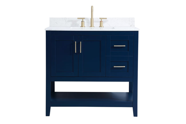 VF16036BL-BS 36" Single Bathroom Vanity in Blue With Backsplash