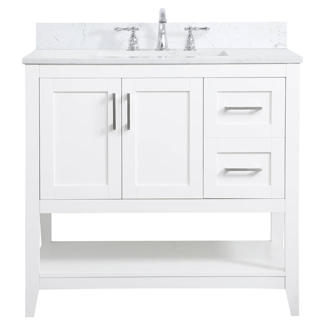 VF16036WH-BS 36" Single Bathroom Vanity in White With Backsplash