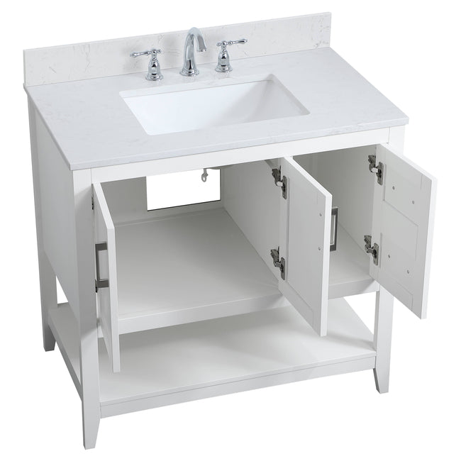 VF16036WH-BS 36" Single Bathroom Vanity in White With Backsplash