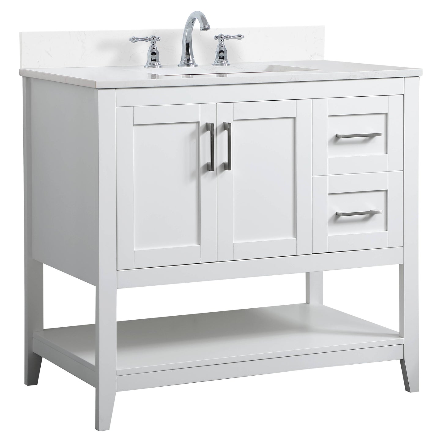 VF16036WH-BS 36" Single Bathroom Vanity in White With Backsplash