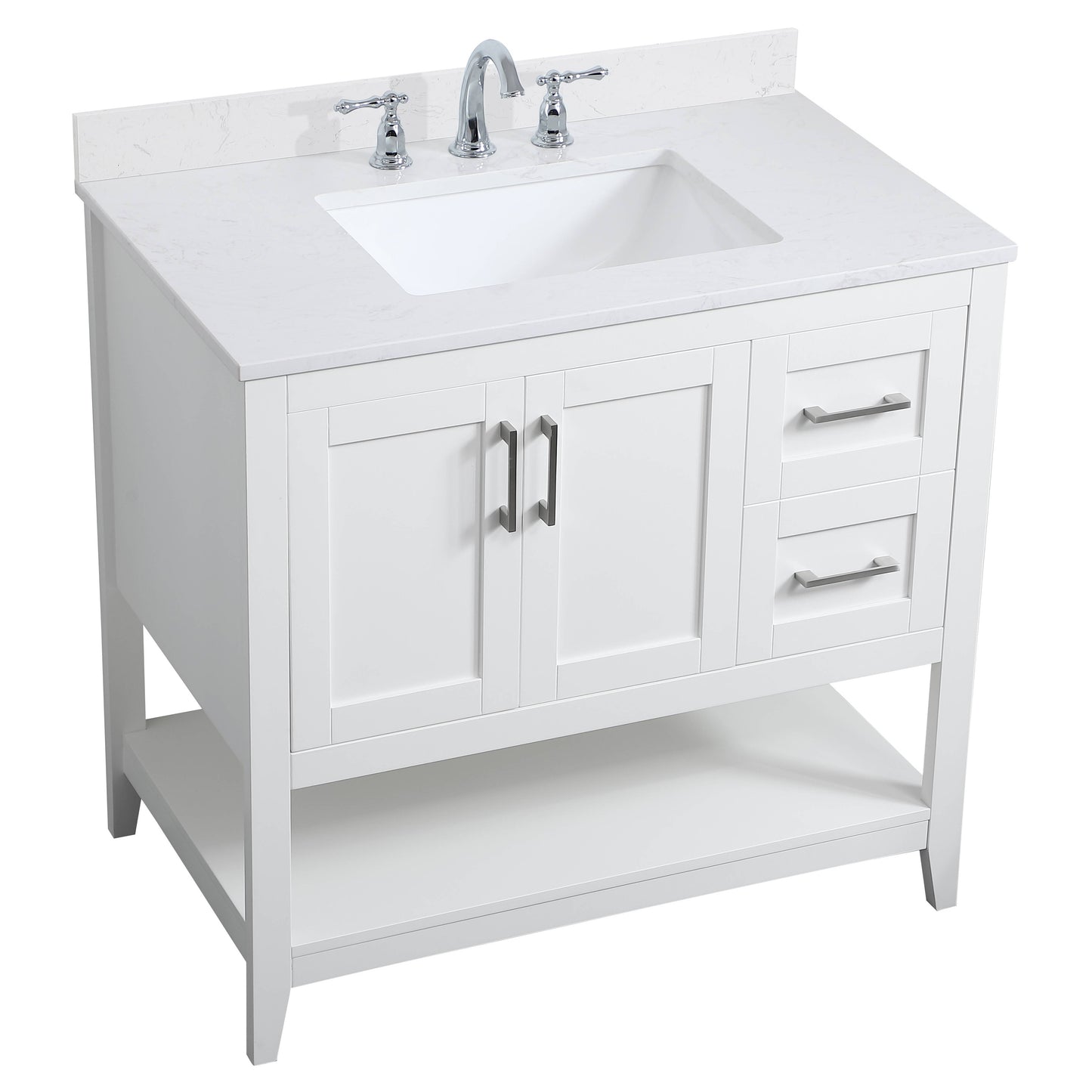 VF16036WH-BS 36" Single Bathroom Vanity in White With Backsplash