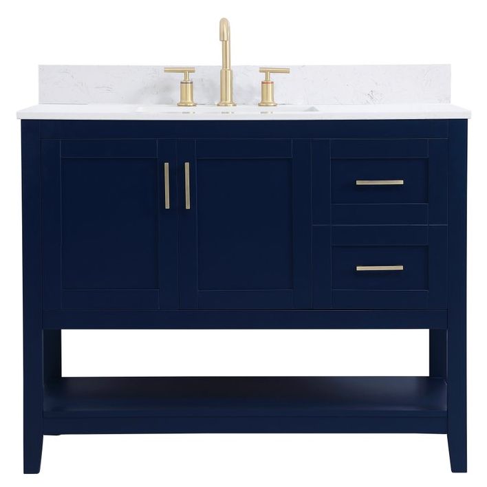 VF16042BL-BS 42" Single Bathroom Vanity in Blue With Backsplash