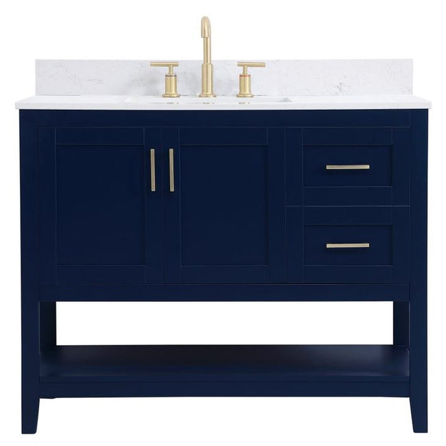 VF16042BL-BS 42" Single Bathroom Vanity in Blue With Backsplash