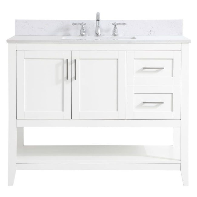 VF16042WH-BS 42" Single Bathroom Vanity in White With Backsplash