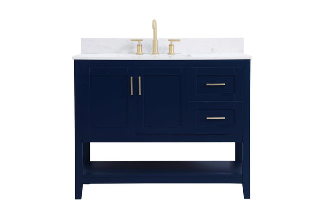 VF16042BL-BS 42" Single Bathroom Vanity in Blue With Backsplash