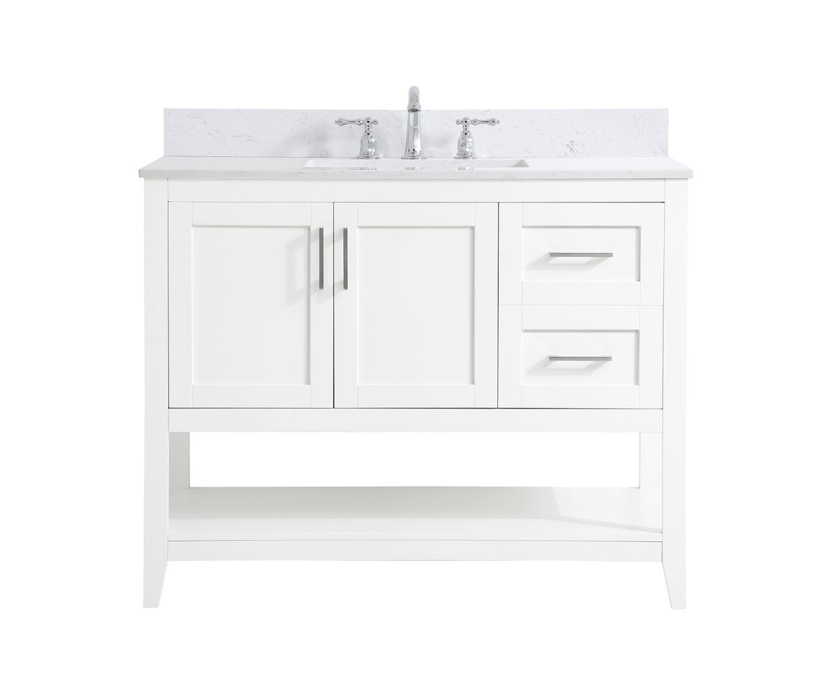 VF16042WH-BS 42" Single Bathroom Vanity in White With Backsplash