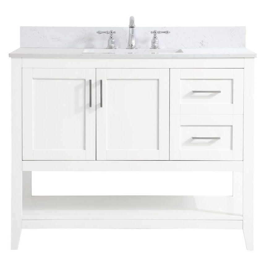 VF16042WH-BS 42" Single Bathroom Vanity in White With Backsplash