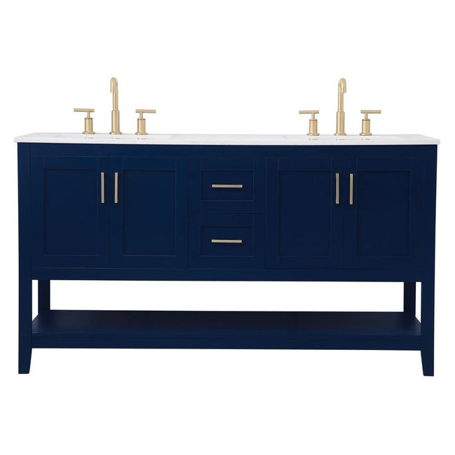 VF16060DBL 60" Double Bathroom Vanity in Blue