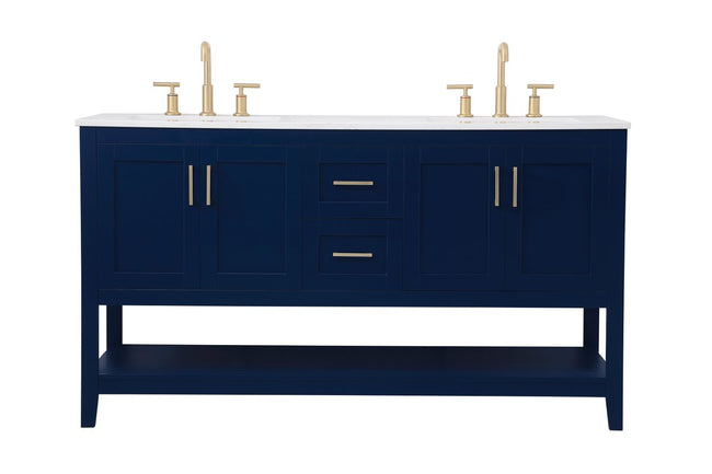VF16060DBL 60" Double Bathroom Vanity in Blue