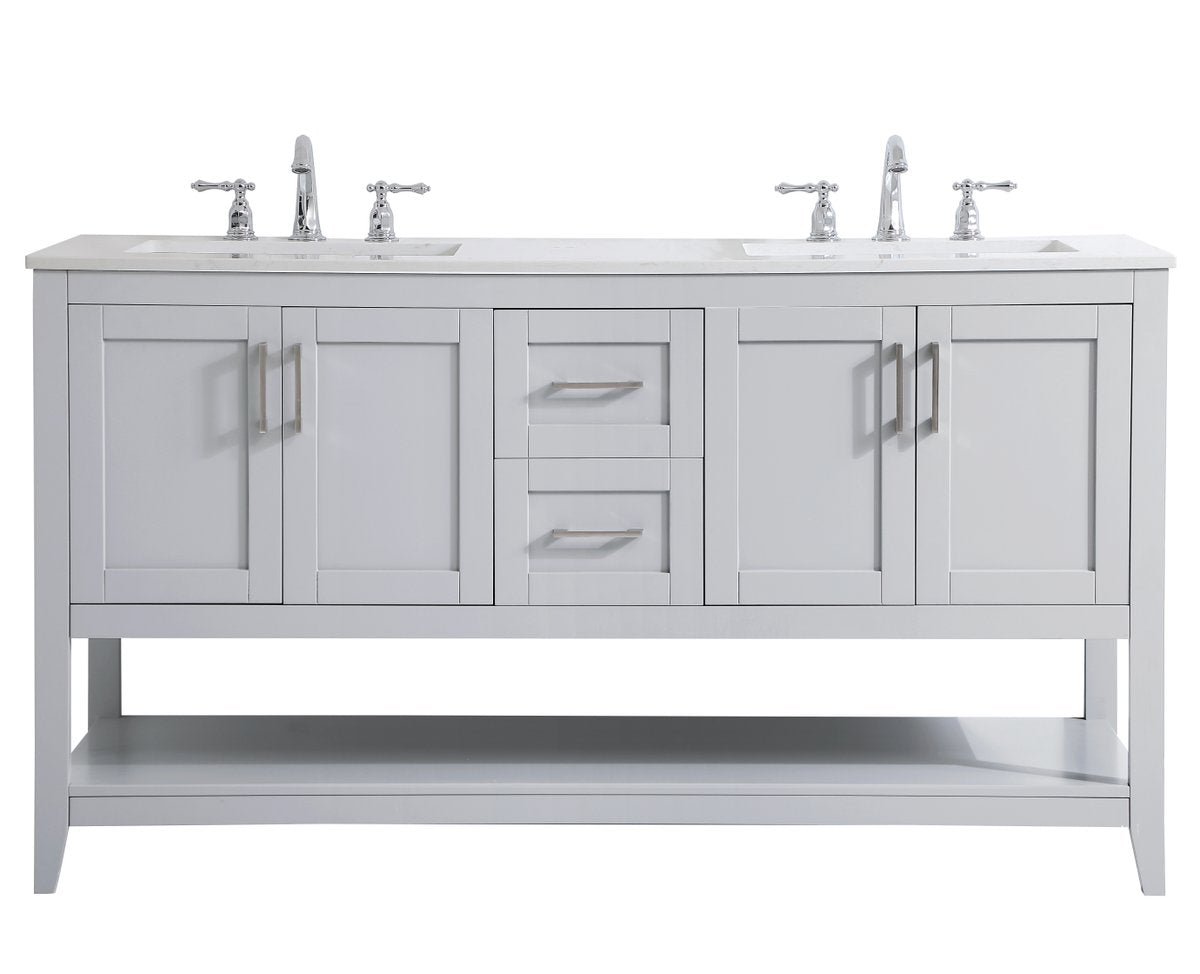 VF16060DGR 60" Double Bathroom Vanity in Grey