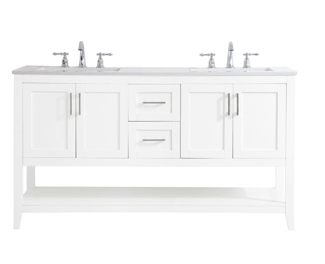 VF16060DWH 60" Double Bathroom Vanity in White