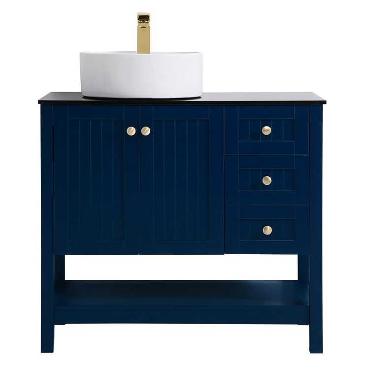 VF16236BL 36" Vessel Sink Bathroom Vanity in Blue