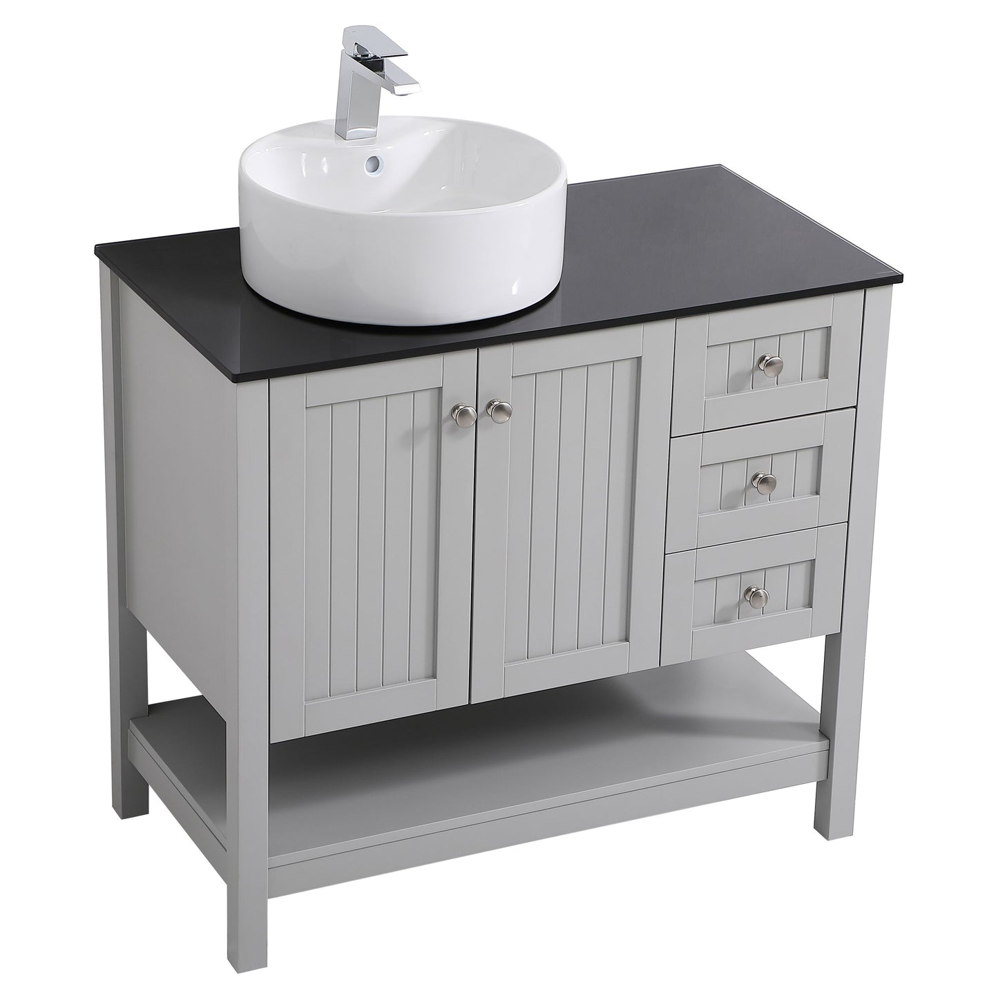 VF16236GR 36" Vessel Sink Bathroom Vanity in Gray