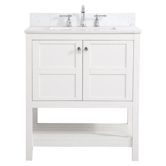 VF16430WH-BS 30" Single Bathroom Vanity in White With Backsplash