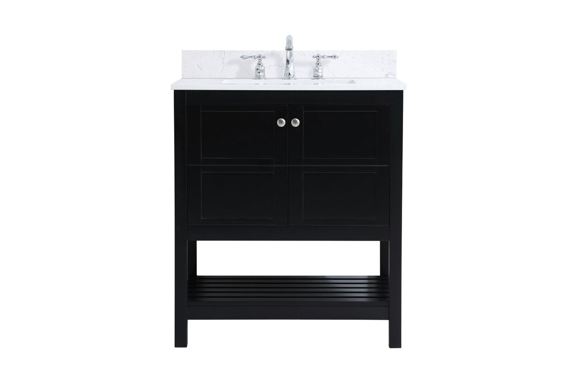 VF16430BK-BS 30" Single Bathroom Vanity in Black With Backsplash