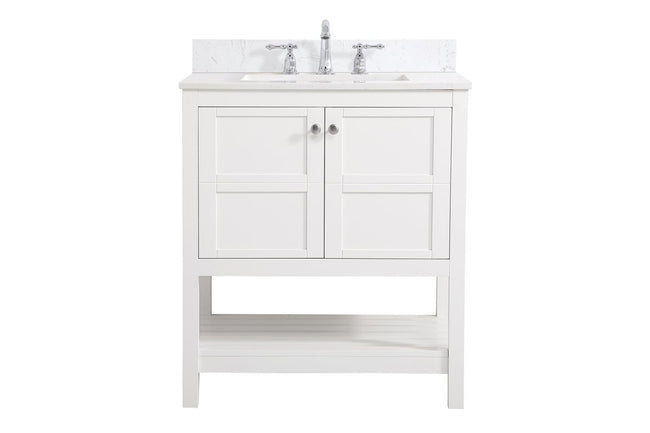 VF16430WH-BS 30" Single Bathroom Vanity in White With Backsplash