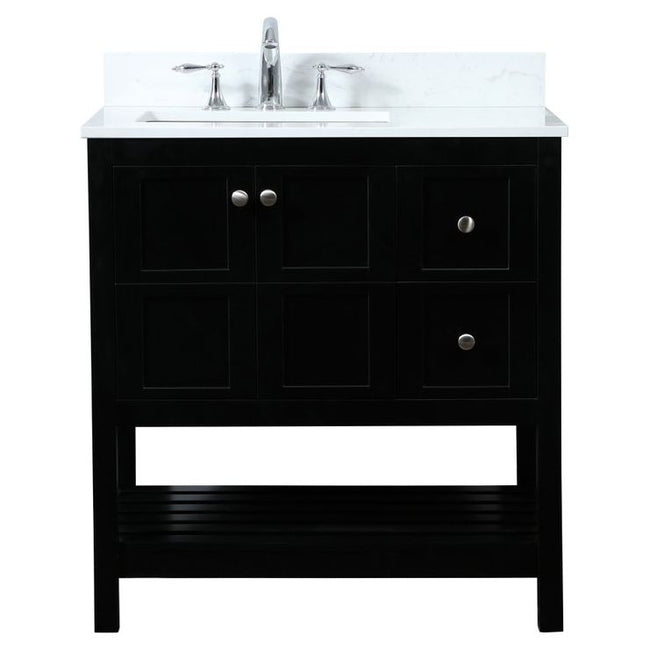 VF16432BK-BS 32" Single Bathroom Vanity in Black With Backsplash