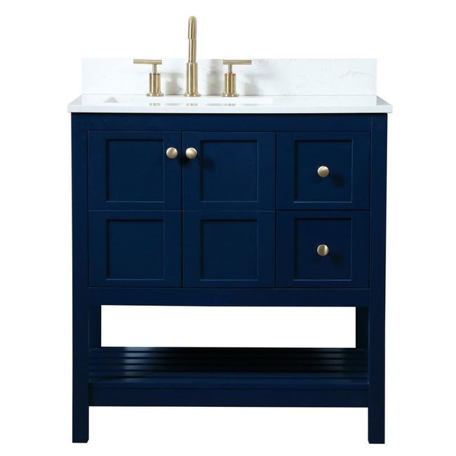 VF16432BL-BS 32" Single Bathroom Vanity in Blue With Backsplash