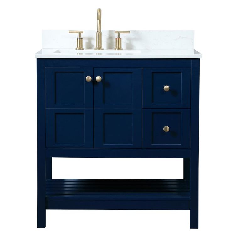 VF16432BL-BS 32" Single Bathroom Vanity in Blue With Backsplash