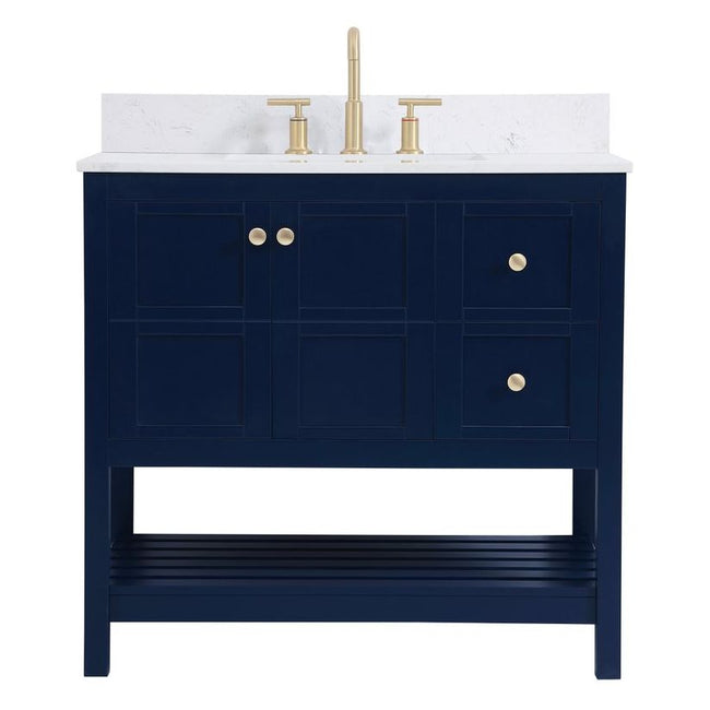 VF16436BL-BS 36" Single Bathroom Vanity in Blue With Backsplash