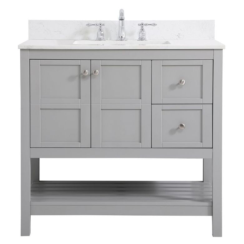 VF16436GR-BS 36" Single Bathroom Vanity in Gray With Backsplash
