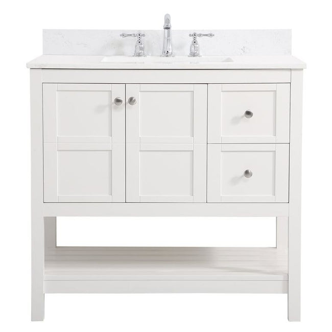 VF16436WH-BS 36" Single Bathroom Vanity in White With Backsplash