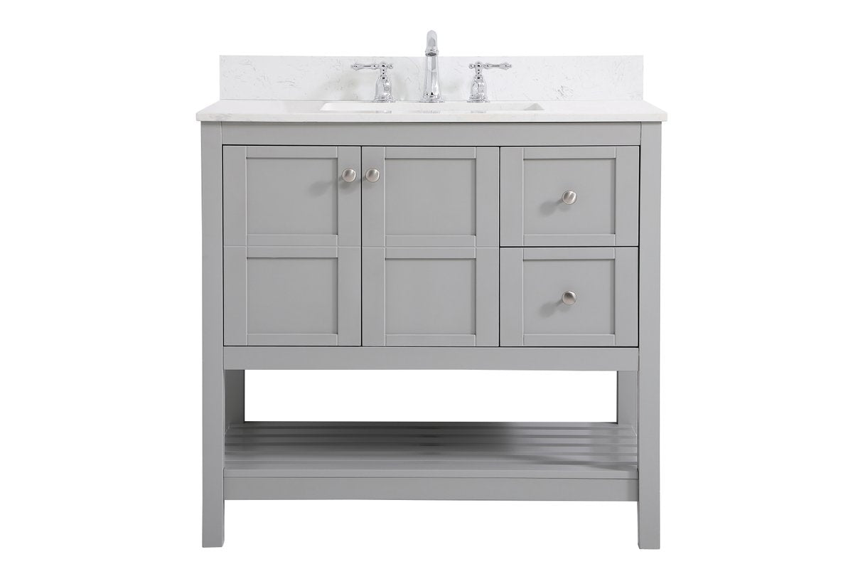 VF16436GR-BS 36" Single Bathroom Vanity in Gray With Backsplash