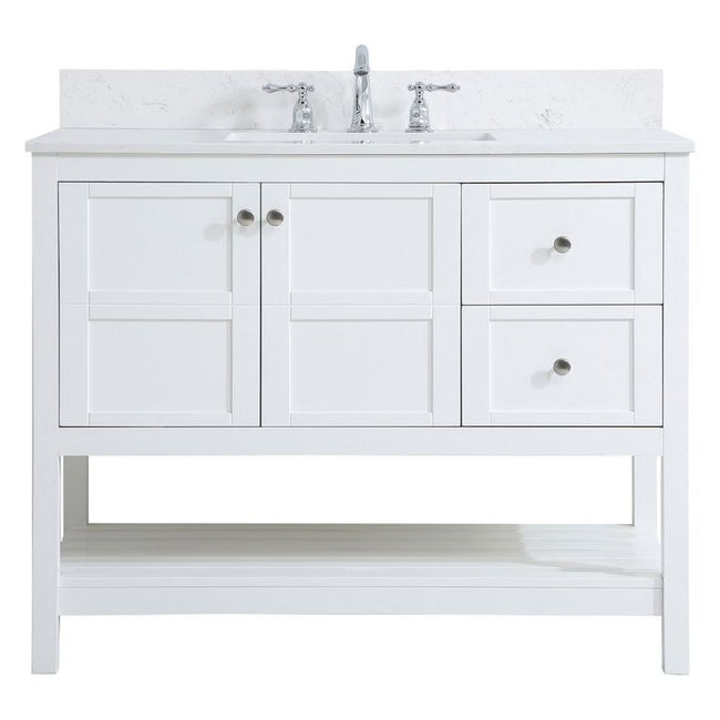 VF16442WH-BS 42" Single Bathroom Vanity in White With Backsplash