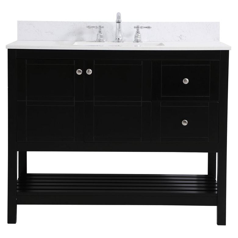 VF16442BK-BS 42" Single Bathroom Vanity in Black With Backsplash