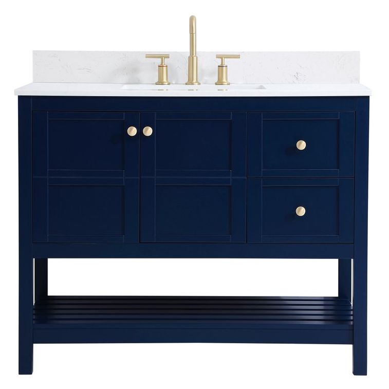 VF16442BL-BS 42" Single Bathroom Vanity in Blue With Backsplash