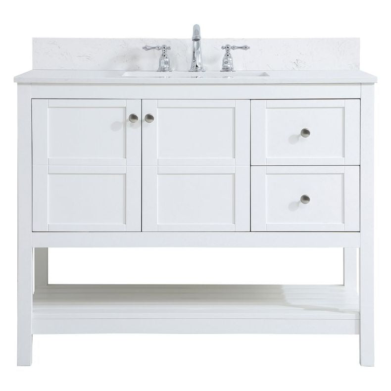 VF16442WH-BS 42" Single Bathroom Vanity in White With Backsplash