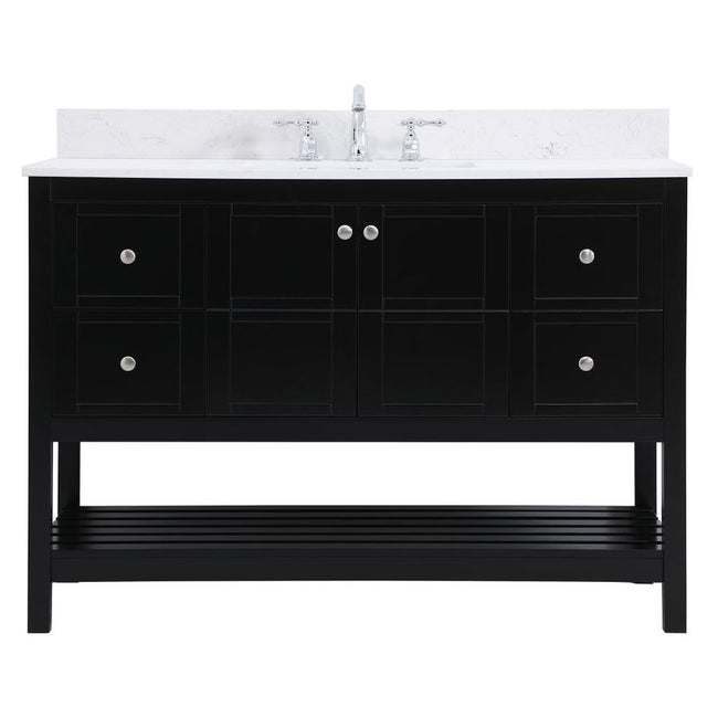 VF16448BK-BS 48" Single Bathroom Vanity in Black With Backsplash