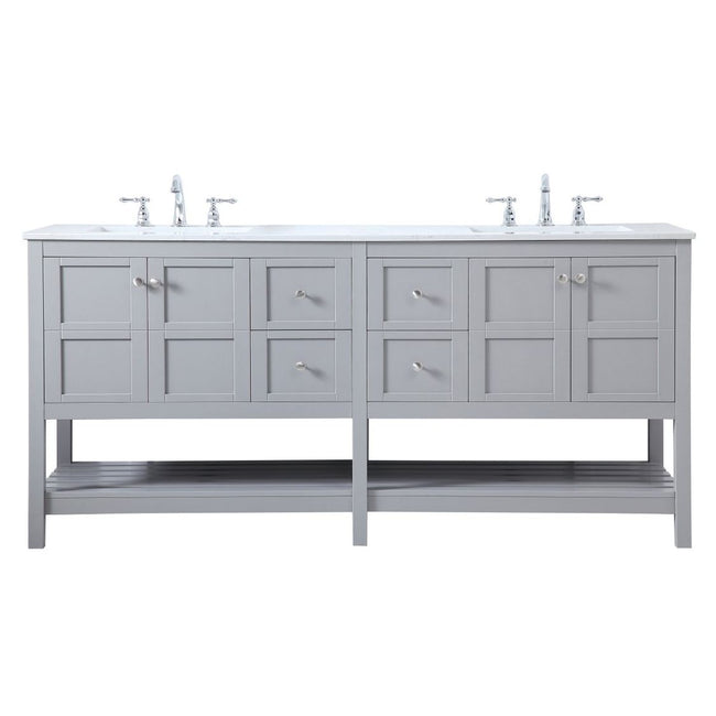 VF16472DGR 72" Double Bathroom Vanity in Gray