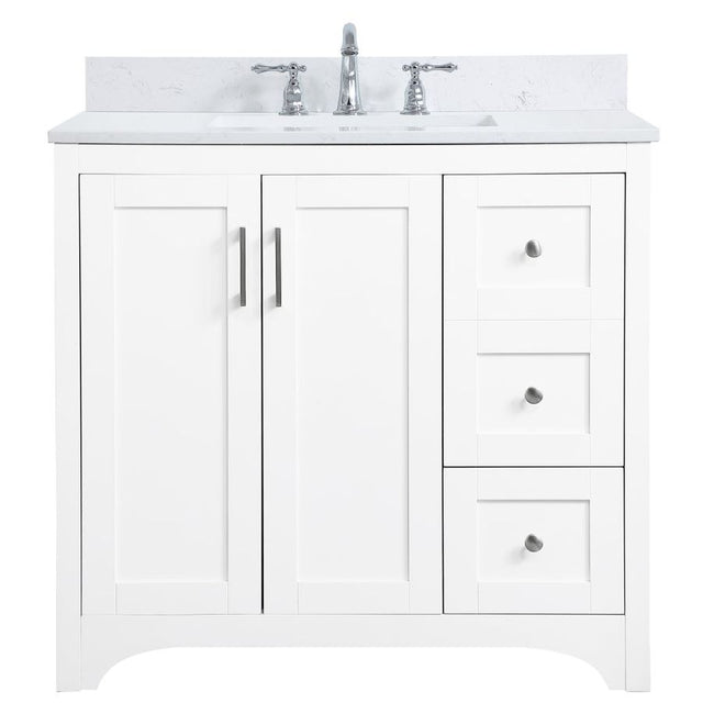 VF17036WH-BS 36" Single Bathroom Vanity in White With Backsplash