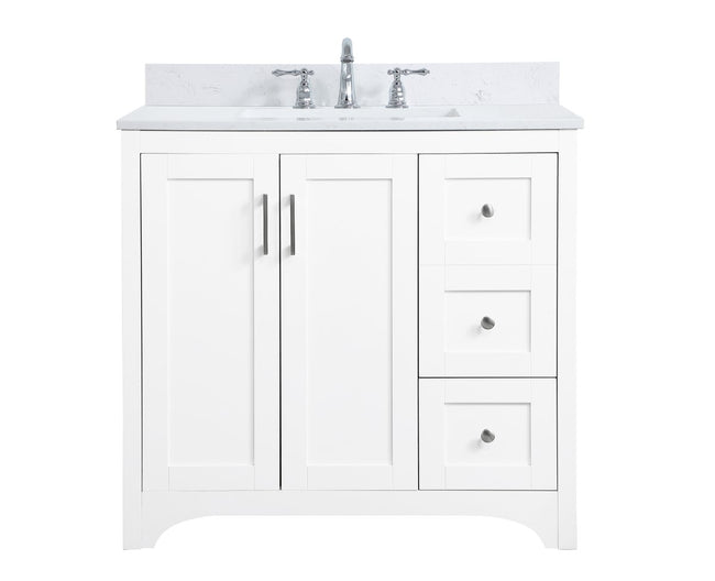 VF17036WH-BS 36" Single Bathroom Vanity in White With Backsplash