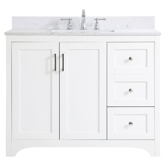 VF17042WH-BS 42" Single Bathroom Vanity in White With Backsplash