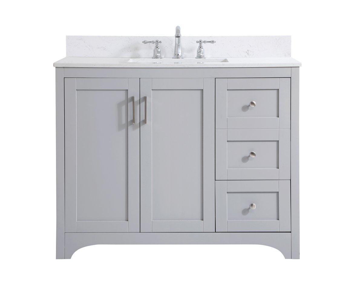 VF17042GR-BS 42" Single Bathroom Vanity in Grey With Backsplash