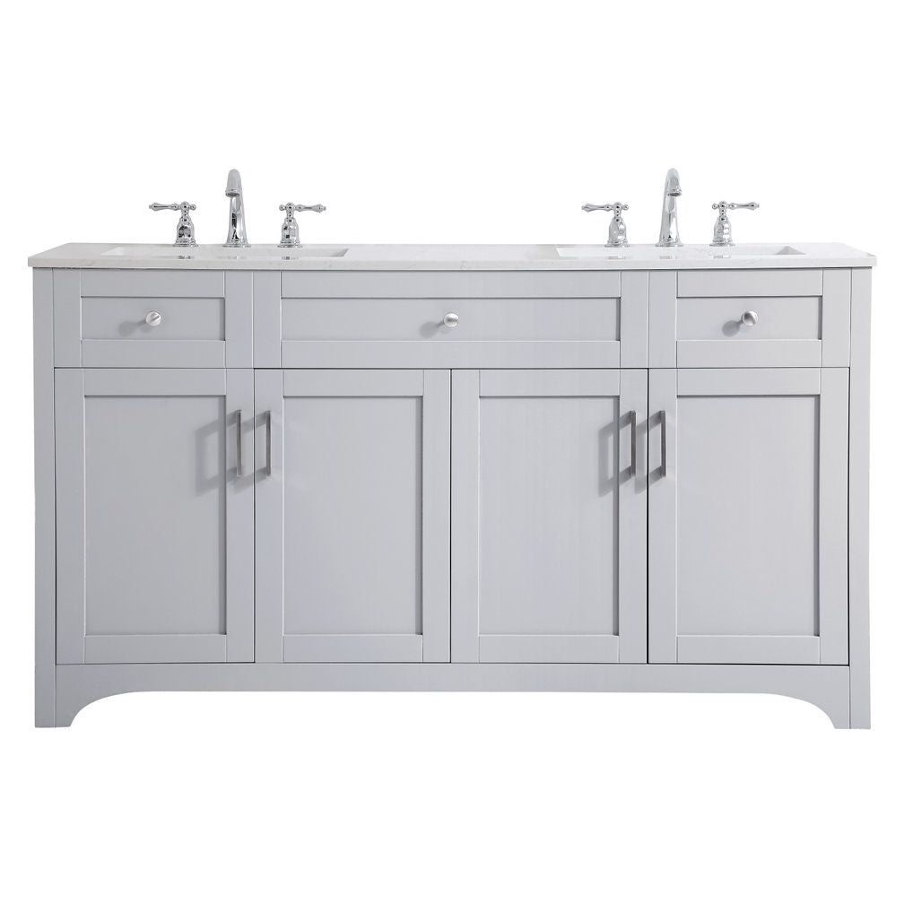 VF17060DGR 60" Double Bathroom Vanity in Grey